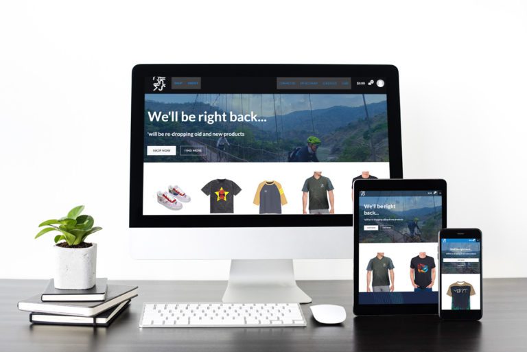 Mudspit Apparel website shown on desktop, tablet and phone